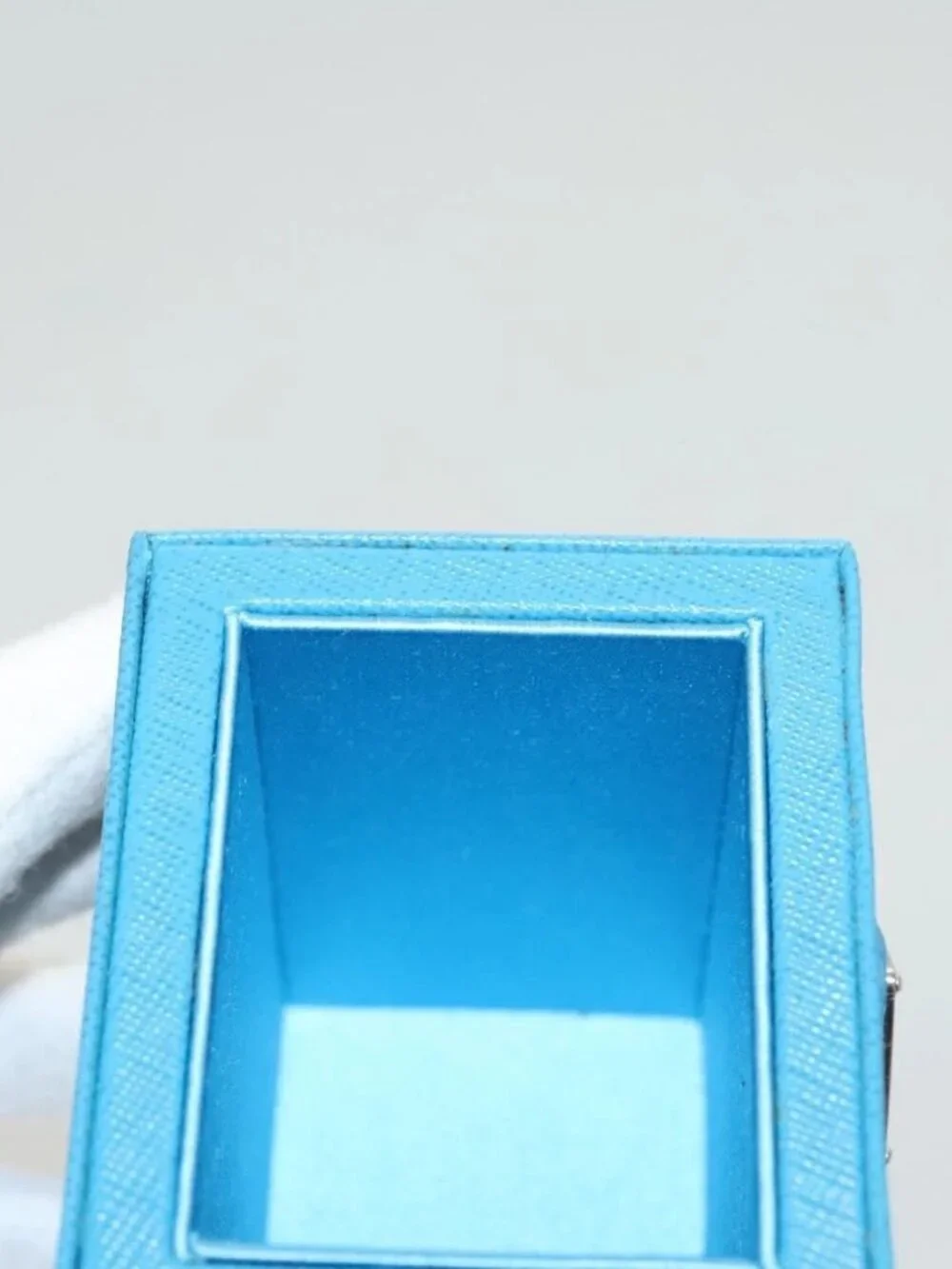 PRADA Cosmetic Pouch Leather Blue Auth 118869M
